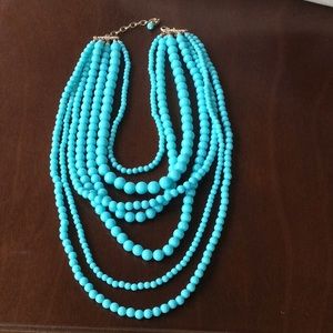 7 strand aqua bead necklace